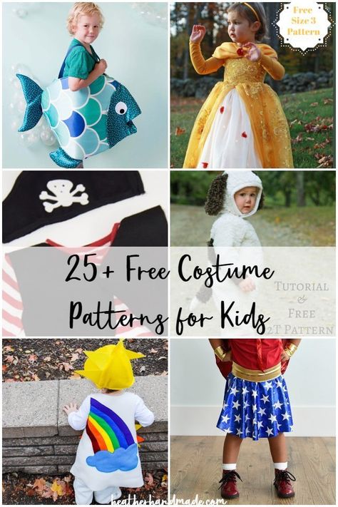 Use one of these free costume patterns to make a fabulous Halloween costume! The costumes are printable PDF patterns that come in either one or multiple sizes. I love Halloween and all the fun costume possibilities! My kids come up with some many fun and unique ideas that I always have to make DIY costumes to make them happy. This list of free costume patterns is a great place to start when looking for costume ideas! Costume Patterns Free, Sewing Ideas For Kids, Kids Witch Costume, Pixie Costume, Sew Halloween Costume, Pirate Costume Diy, Halloween Costume Patterns, Snowman Costume, Fish Costume