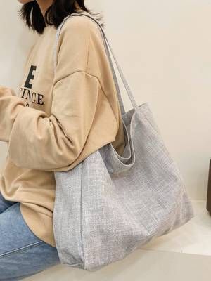 Olivia Mark - Minimalist Corduroy Tote Bag - Women Tote Bags Diy Mirror, Shoulder Tote Bag, Shopper Bag, Bird In Bag, Grey Cotton, Shoulder Tote, Womens Tote, Bag Women, Casual Bags