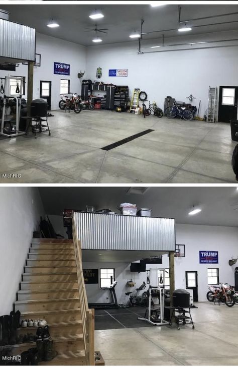 Man Garage Workshop, Shop With Bathroom, 30x50 Shop With Living Quarters, Shop Building Ideas Modern, Inside Shop Ideas, Shop Space Design, Detached Shop Ideas, Metal Shop Building 40x60 Interior, Garage With Kitchen And Bathroom