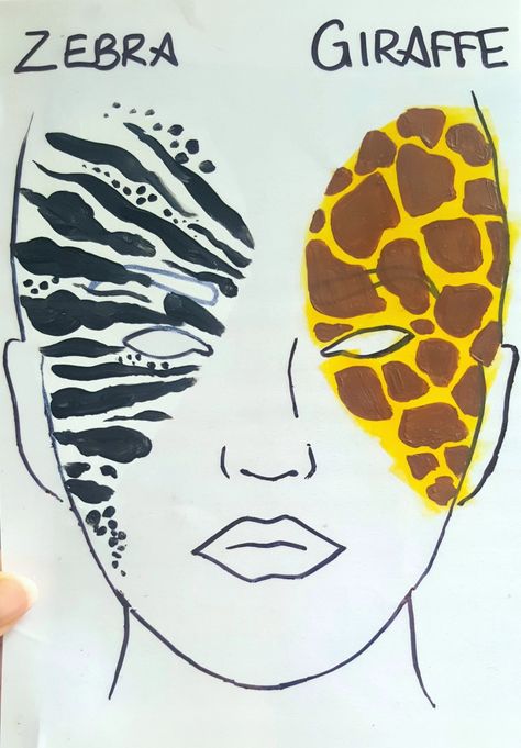 Giraffe Face Paint, Zebra Face Paint, King Concert, Giraffe Face, Zebra Face, Lion King Jr, Zebra Painting, Face Painting Easy, Kids Face Paint