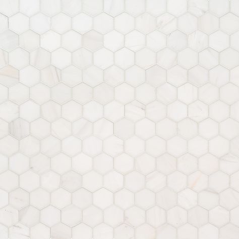 Bianco Dolomite 2" Hexagon Polished Hexagon Tile Backsplash, Hexagon Marble Tile, Natural Tile, White Kitchen Tiles, Hexagon Mosaic Tile, White Marble Tiles, Mosaic Decor, Hexagonal Mosaic, Hexagon Tiles