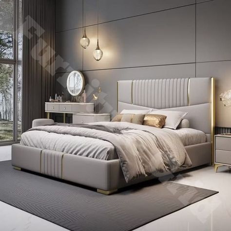 Luxury Bedroom On A Budget, Modern Luxury Bedroom Furniture, Beautiful Bed Designs, Home Bedroom Design, King Size Beds, Artwork Aesthetic, Bedroom On A Budget, Double Bed Designs, Bed Headboard Design