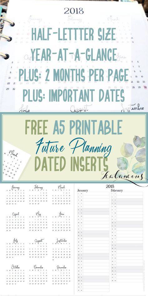 2018 Future Planning Insert Free Printable Half Letter from Zealaneous Create Your Own Planner, Future Planning, Planner Setup, Free Printable Planner Stickers, A5 Printables, Pretty Printables, Planner Set, Organization Printables, Planner Printables Free