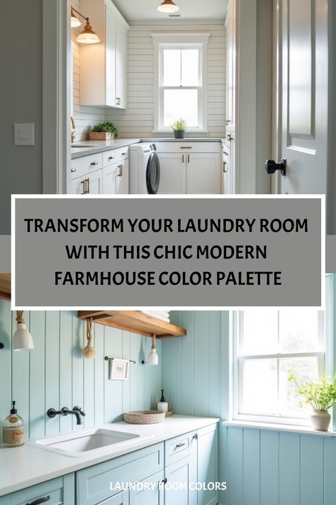 Bright laundry room with sage green shiplap walls and farmhouse sink Pale Yellow Laundry Room, Farmhouse Laundry Room Colors, Laundry Room Paint Colors Behr, Small Laundry Room Colors, Laundry Room Colors Paint, Laundry Room Colors Scheme, Laundry Room Color Ideas, Laundry Room Paint Colors, Modern Farmhouse Color Palette