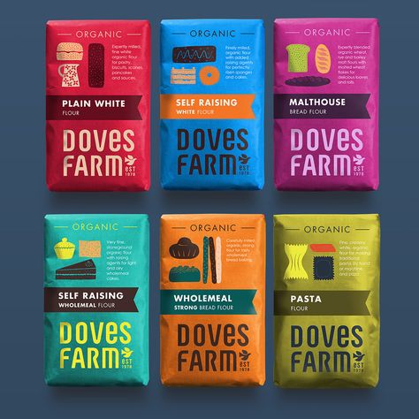 Doves Farm Organic Flour: Cooking For The TikTok Generation | Dieline - Design, Branding & Packaging Inspiration Protein Packaging, Sausages Packaging, New Branding, Modern Typeface, Farm Logo, Creative Package, Binder Design, Food Packaging Design, Packaged Food