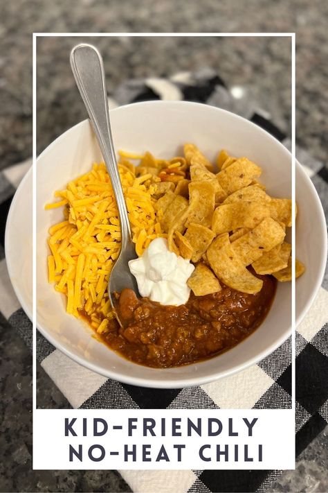 Slow Cooker No Heat Chili - Family Friendly Dinner for Kids! - Redhead Baby Mama | Atlanta Blogger Chili Kids Will Love, Toddler Chili Recipe, Kids Chili Recipe, Kid Friendly Dinners Crockpot, Crock Pot Kid Friendly Meals, Crockpot Kid Friendly Recipes, Chili Recipe For Kids, Kid Friendly Crockpot Meals, Kid Friendly Chili Recipe