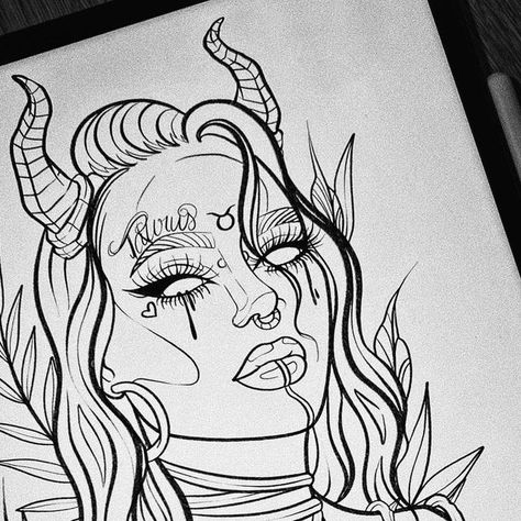 Taurus Women Tattoo, Taurus Goddess Tattoo, Taurus Drawing, Taurus Tattoo For Women, Taurus Tattoo Designs, Taurus Tattoo, Taurus Tattoos, Taurus Women, Goddess Tattoo