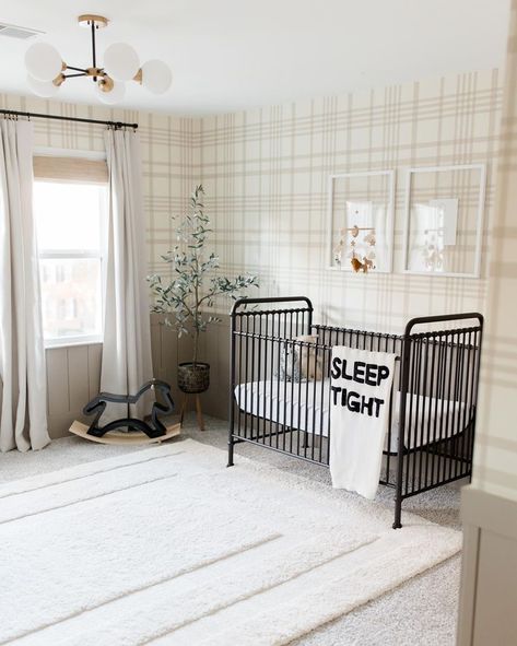 Plaid Nursery, Cozy Baby Room, Boy Girl Nursery, Nursery Boy, Plaid Wallpaper, Nursery Room Design, Baby Room Inspiration, Nursery Room Inspiration, Nursery Inspo