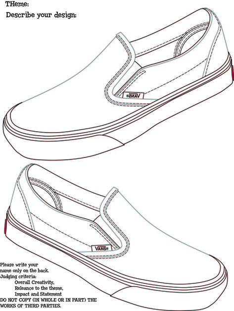 Shoe Design Template, Design Shoes Drawing, Shoe Drawing, Art Classroom Management, Shoe Template, Star Wars Painting, Painted Vans, Shoe Sketches, Vans Shoe