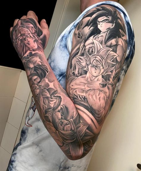 Yugioh Tattoo, Shen Long Tattoo, Dbz Tattoo, Animal Sleeve Tattoo, Ball Tattoo, Z Tattoo, Dragon Ball Tattoo, Full Arm Tattoos, Naruto Tattoo