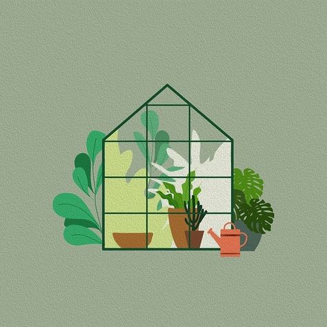 Glass House Illustration, Greenhouse Illustration Art, Green House Illustration, Greenhouse Drawing, Greenhouse Illustration, Greenhouse Glass, House Doodle, Green House Design, Home Greenhouse