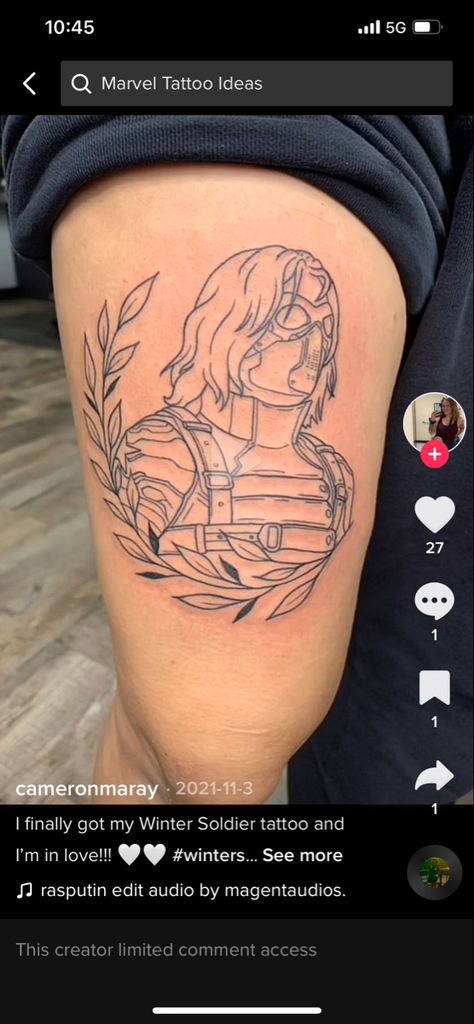 Winter Soldier Tattoo Ideas, Soldier Tattoo Ideas, Winter Soldier Tattoo, Soldier Tattoo, Marvel Tattoos, Winter Soldier, Cute Tattoos, Tatting, Soldier