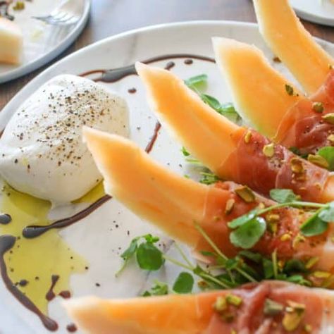 Nectarine Prosciutto, Prosciutto Peach, Melon Prosciutto Burrata, Prosciutto With Melon, Peach Burrata Prosciutto Salad, Whipped Goat Cheese, Mozzarella Salad, Fresh Watermelon, Summer Dishes