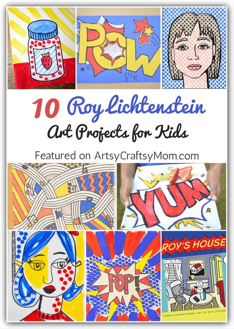 Check out these amazing Roy Lichtenstein Art Projects for Kids to learn about the artist who transformed comic strips into high end art! Roy Lichtenstein Art, Lichtenstein Pop Art, Pop Art For Kids, Art Project For Kids, Toddler Art Projects, Art Projects For Kids, Project For Kids, Art Lessons For Kids, Roy Lichtenstein