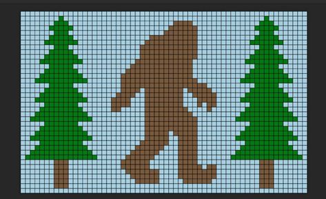 Sasquatch Cross Stitch Pattern, Sasquatch Knitting Pattern, Bigfoot Pixel Art, Bigfoot Cross Stitch Pattern, Sasquatch Quilt Pattern, Bigfoot Perler Beads, Sasquatch Cross Stitch, Bigfoot Quilt Free Pattern, Bigfoot Cross Stitch