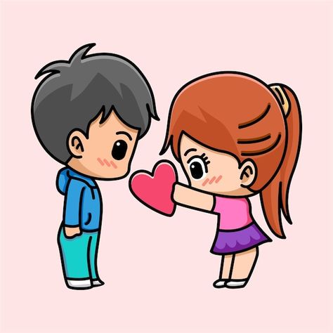 Cute girl give heart to her boyfriend ca... | Premium Vector #Freepik #vector #heart #love #gift #woman Boyfriend Cartoon, Valentine Cartoon, Valentines Day Cartoons, Cartoon Art Drawing, Valentines Illustration, Drawings For Boyfriend, Love Cartoon Couple, Heart Doodle, Easy Love Drawings