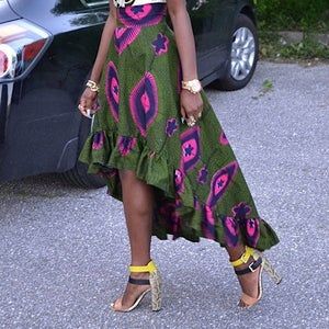 Skirt Short In Front Long In Back, Infinity Dresses, Ankara Skirts, African Print Skirt, African Skirts, African Fashion Skirts, Ankara Skirt, Afrikaanse Mode, Afro Style