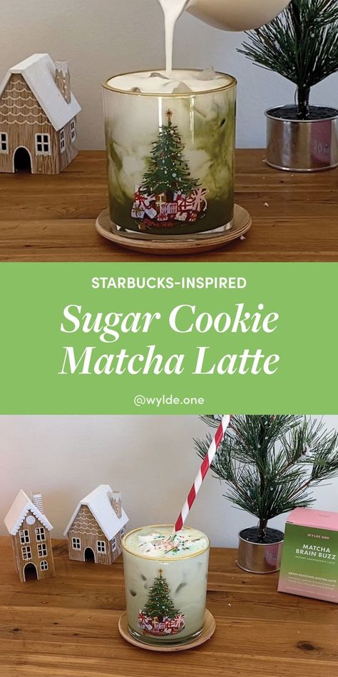 This delicious Iced Sugar Cookie Matcha Latte with homemade syrup is the perfect holiday recipe to make this festive season. Inspired by the Starbucks Sugar Cookie Latte, it is a sweet and festive matcha drink you can easily make at home! Starbucks Sugar Cookie Latte, Starbucks Sugar Cookie, Sugar Cookie Syrup, Sugar Cookie Latte, Starbucks Matcha, Matcha Cookies, Matcha Drink, Iced Sugar Cookies, Matcha Recipe