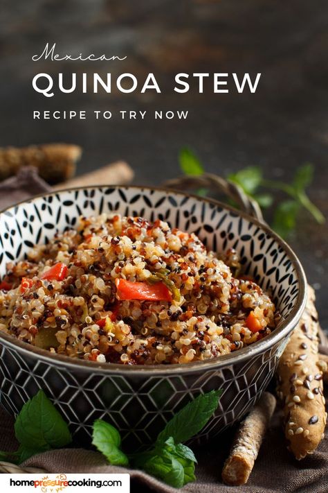 Discover how to make quinoa taste good with this flavorful Mexican Quinoa Stew Recipe! It's an ideal pick for your Favorite Healthy Snacks and is great for Recipies Few Ingredients Healthy. Perfect for Simple Ingredient Dinners and Whole Food Supper Ideas, this stew also fits seamlessly into Purium Lifestyle Meals and can be served as Vegetarian Finger Foods for Party occasions. Explore more Vegan Recipes Healthy Ideas on homepressurecooking.com! Food Supper Ideas, Simple Ingredient Dinners, Finger Foods For Party, Quinoa Stew, Vegetarian Finger Food, Make Quinoa, Healthy Stew, Mexican Quinoa, Making Quinoa