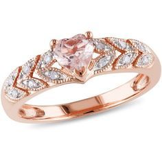 Show your everlasting love with this stylish Tangelo Morganite and Diamond-Accent Heart Ring. Sparkling in lustrous rose gold, this beautiful ring features a lovely morganite gemstone at the center and 12 round-cut, pave-set diamonds. Makes a perfect gift for Valentine's Day, anniversaries, birthdays or just because. Size: 4. Color: Pink. Gender: female. Age Group: adult. Heart Shaped Solitaire Ring, Rose Gold Heart Ring, Gold Vintage Ring, Gold Heart Ring, Faceted Ring, Diamond Accent Ring, White Sapphire Ring, Morganite Diamond, Jewelry Rings Diamond