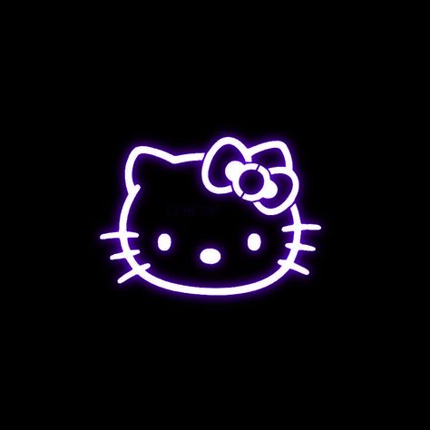 Purple Hello Kitty Icon, Neon Purple Widgets, Neon Hello Kitty, Purple Hello Kitty, Hello Kitty Clipart, Kitty Icon, Black And Purple Wallpaper, Purple Y2k, Hello Kitty Y2k