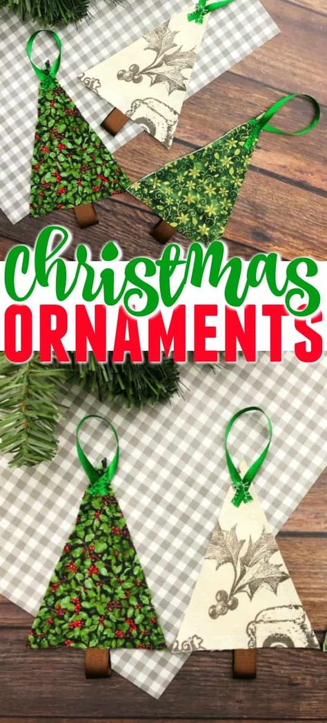 Christmas Ornaments Easy, Christmas Diy Sewing, Sewn Christmas Ornaments, Christmas Fabric Crafts, Our First Christmas Ornament, Fabric Tree, Diy Christmas Ornaments Easy, Christmas Sewing Projects, Christmas Wreaths Diy Easy