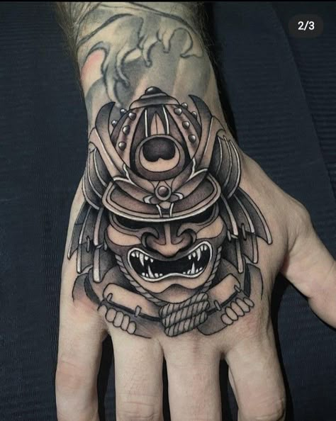 Dragon Hand Tattoo, Japanese Hand Tattoos, Oni Tattoo, Samurai Tattoo Design, Warrior Tattoos, Samurai Tattoo, Japanese Tattoo Designs, Hand Tattoos For Guys, Top Tattoos