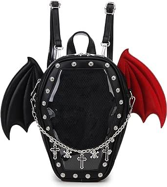 Gothic Backpacks, Gothic Coffin, Wings Black, Shape Fashion, Ita Bag, Coffin Shape, Purse Styles, Wallet Fashion, Branded Bags