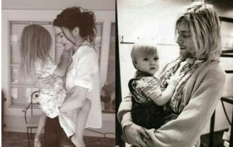 Father like daughter  (Kurt with Frances and Frances with her step daughter) Kurt And Courtney, Frances Bean Cobain, Donald Cobain, Krist Novoselić, Nirvana Kurt Cobain, Nirvana Kurt, Robert Burns, Smells Like Teen Spirit, Musica Rock