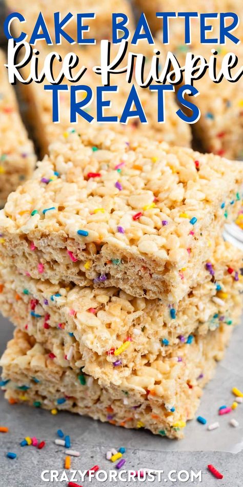 Psst...wanna turn Rice Krispie Treats into pure birthday cake magic? This cake batter Rice Krispie treat recipe is the secret weapon you need! Gooey, crispy, and bursting with flavor - it's easier than you think. Click to unlock the recipe and become a snack legend! Rice Krispie Treats Cake, Best Cake Flavours, Rice Crispy Cake, Rice Krispie Bars, Cake Magic, Rice Crispy Treats Recipe, Best Cereal, Krispie Treats Recipe, Krispy Treats