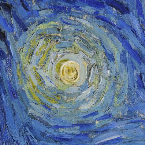 | Starry Night by Vincent Van Gogh | detail of his moon | full view suggested | MoMA New York Van Gogh Profile, Vincent Van Gogh, Van Gogh, Starry Night, Profile Picture, Van, Yellow, Blue, White