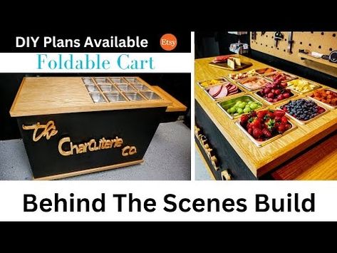 DIY Charcuterie Cart/ Coffee Cart Style Build - YouTube Diy Mobile Charcuterie Cart, Charcuterie Cart Diy, Mobile Charcuterie Cart Business, Charcuterie Board Cart, Diy Snack Cart, Charcuterie Cart Business, Mobile Charcuterie Cart, Charcuterie Cart Ideas, Charcuterie Cart