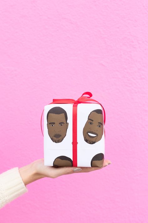 Kanye Wrapping Paper | studiodiy.com Kanye Christmas, Rapping Paper, Funny Wrapping Paper, Gangsta Wrapper, Gift Bags Diy, Studio Diy, Holiday Gift Wrap, Party Packages, Christmas Gift Wrapping