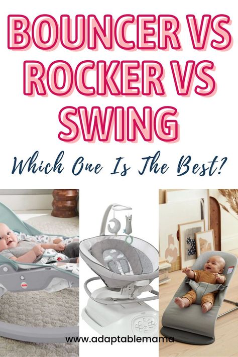 Get to know which one between the rocker, swing or bouncer is best for your baby's personality, age and more. Learn also their pros, cons, and more. #babygearguides #babyregistryguide Baby Registry Guide, Baby Swings And Bouncers, Baby Registry Must Haves, Baby Bouncer, Baby Swings, Baby Registry, Baby Essentials, Pros And Cons, Baby Gear