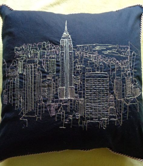 Building Embroidery Patterns, Buildings Embroidery, Building Embroidery, City Embroidery Patterns, Skyline Embroidery, Embroidered Cityscape, London Skyline, Free Motion Embroidery, Gold Thread