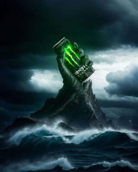 Unleash The Beast, Social Media Advertising Design, Creative Advertising Design, Graphic Design Ads, Z Arts, Matte Painting, Monster Design, Monster Energy, Graphic Design Advertising