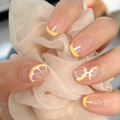 Lemon Nails, Colorful Nails, Summery Nails, Her Nails, White Nail, Girls Nails, Nail Arts, Acrylic Nail Designs, Nail Stickers