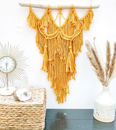 Mustard Yellow Macrame/ Large Wall Hanging Decor/ Bohemian Home Decor/ Bohemian Macrame/ Yellow Decor/ Bohemian Gifts Circle Macrame Wall Hanging, Boho Art Wall, Yellow Macrame, Hanging Macrame Wall Art, Macrame Wall Hanging Decor, Bohemian Style Decor, Bohemian Macrame, Large Wall Hanging, Home Decor Bohemian