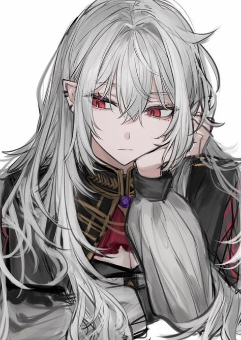 White Hair And Red Eyes, Bell Cranel, Anime Elf, Female Vampire, Vampire Girls, Vampire Art, 캐릭터 드로잉, Anime Oc, 영감을 주는 캐릭터