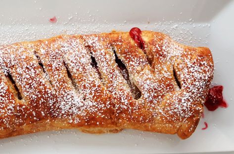 This cherry strudel recipe using puff pastry is perfect for busy weeknights or lazy weekend afternoons. Let's get baking! Cherry Strudel Recipe Phyllo Dough, Puff Pastry Cherry Pie Filling, Cherry Puff Pastry Dessert, Cherry Puff Pastry Recipes, Cherry Strudel Recipe, Easy Pastry Desserts, Recipe Using Puff Pastry, Cherry Puff Pastry, Cherry Pastry