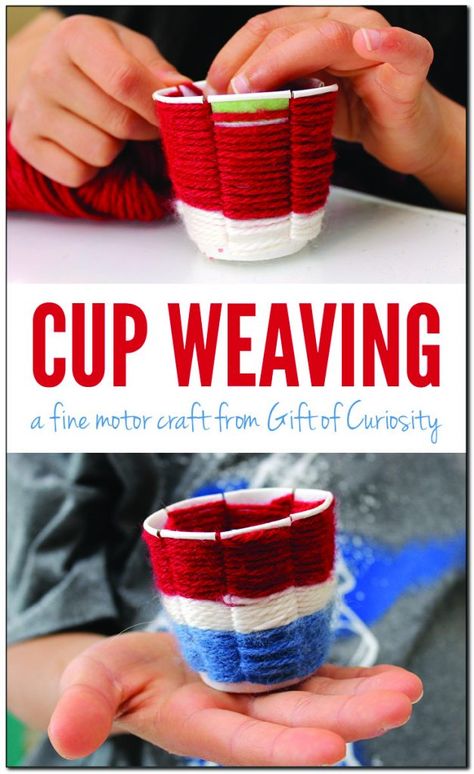 Cup Weaving, Diy Thanksgiving Centerpiece, Kid Friendly Art, Yarn Crafts For Kids, Weaving For Kids, Yarn Basket, Inexpensive Crafts, Kid Friendly Crafts, Craft Kids