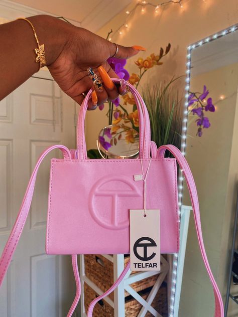 Telfar Bags, Girly Tingz, Girly Bags, Luxury Purses, Girly Accessories, Fancy Bags, Pink Tote, Pretty Bags, Cute Purses