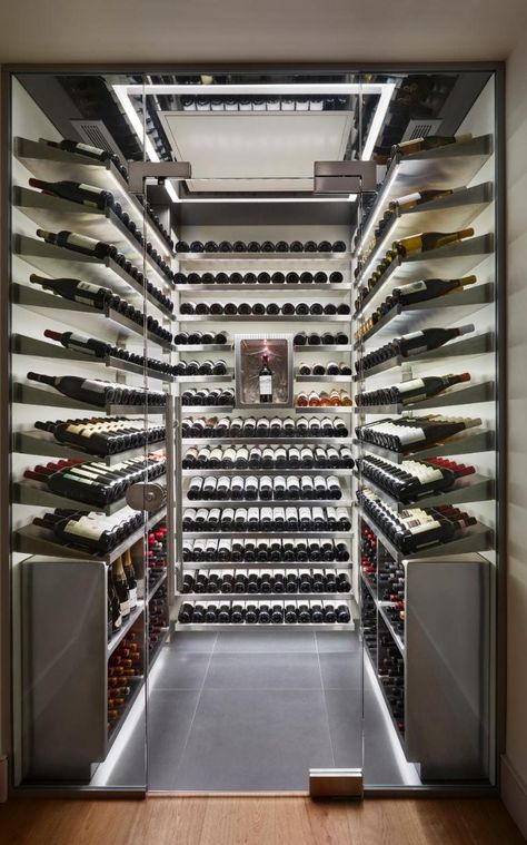 One of Spiral’s walk-in wine cellars,  which cost an average of £30,000 Steel Floating Shelves, Unique Wine Cellar, Spiral Wine Cellar, Bottle Shelves, Lip Natural, Wine Bottle Shelf, Bar Deco, Wine Closet, Home Wine Cellars