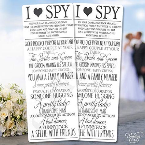 Wedding I Spy, Spy Games For Kids, Couple Shower Games, Engagement Games, Engagement Party Games, Wedding Games For Guests, Game Camera, Wedding Eyes, Wedding Activity