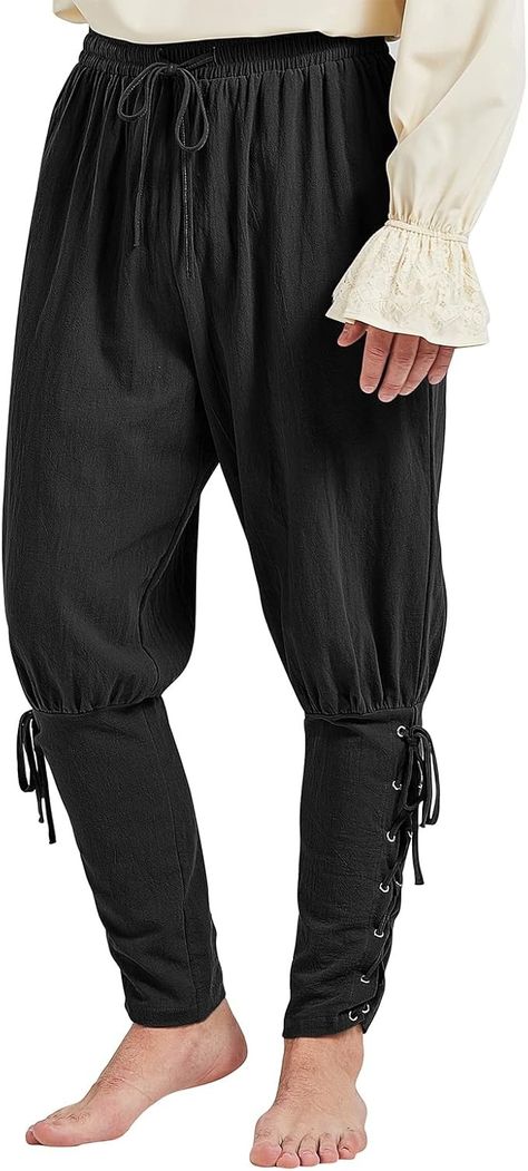 Amazon.com: Men’s Pirate Pants Renaissance Pants Medieval Viking Navigator Ankle Banded Pants Halloween Costume Cosplay with Drawstrings Black 2XL : Clothing, Shoes & Jewelry Pants Halloween Costume, Jafar Costume, Viking Pants, Pirate Pants, Medieval Pants, Steampunk Halloween Costumes, Steampunk Halloween, Viking Shirt, Pirate Outfit