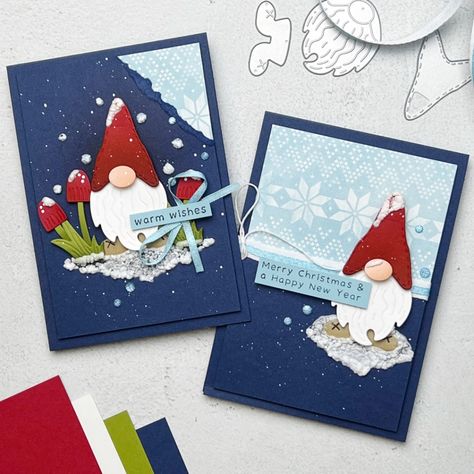 Kindest Gnomes, Stamped Christmas Cards, Homemade Christmas Cards, Spellbinders Cards, Stampin Up Christmas Cards, Christmas Card Crafts, Twelve Days Of Christmas, Stampin Up Christmas, Christmas Cards To Make