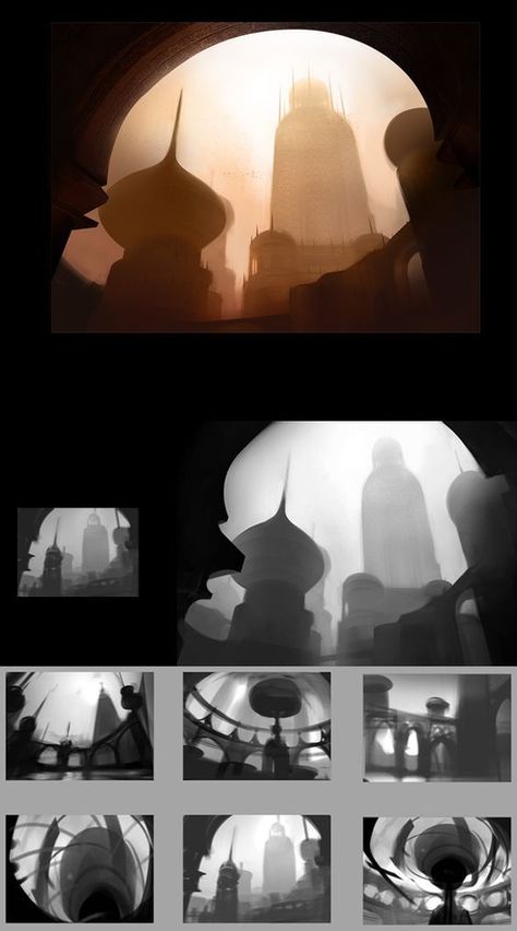 Character Composition Ideas, Grayscale Tutorial, Backgrounds For Drawings, Grayscale Drawing, Environment Thumbnails, Enviroment Art, Environment Sketch, Environment Painting, الفن الرقمي