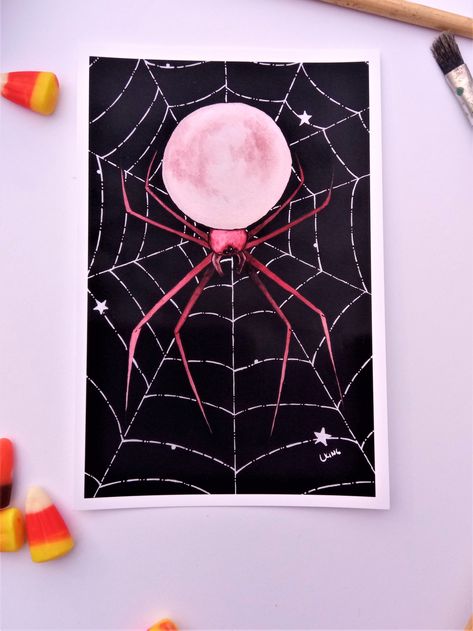 Spider Web Painting, Spider Painting, Spider Decor, Spider Pictures, Spooky Spiders, Black Painting, Spider Art, Gothic Home, Halloween Home