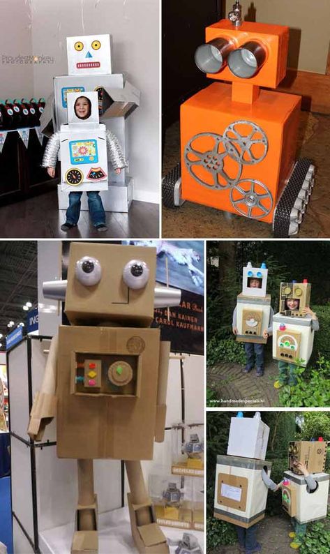 How to make a Cardboard Robot - Blog Cajadecarton.es Creation Preschool Craft, Robot Decorations, Cardboard Robot, Make A Robot, Robot Craft, Recycled Robot, Robot Party, Robotics Projects, Safari Decorations