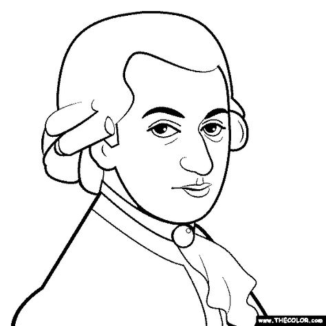 Mozart Coloring Page | Mozart Coloring Music Art Diy, Caricature Family, Caricature Drawings, Caricature Portrait, Caricature Cartoon, Design Portrait, Portrait Couple, Fun Educational Activities, Music Coloring